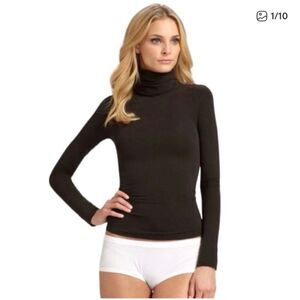 Spanx Classic On Top And In Control Bittersweet Brown Turtleneck Top - Large